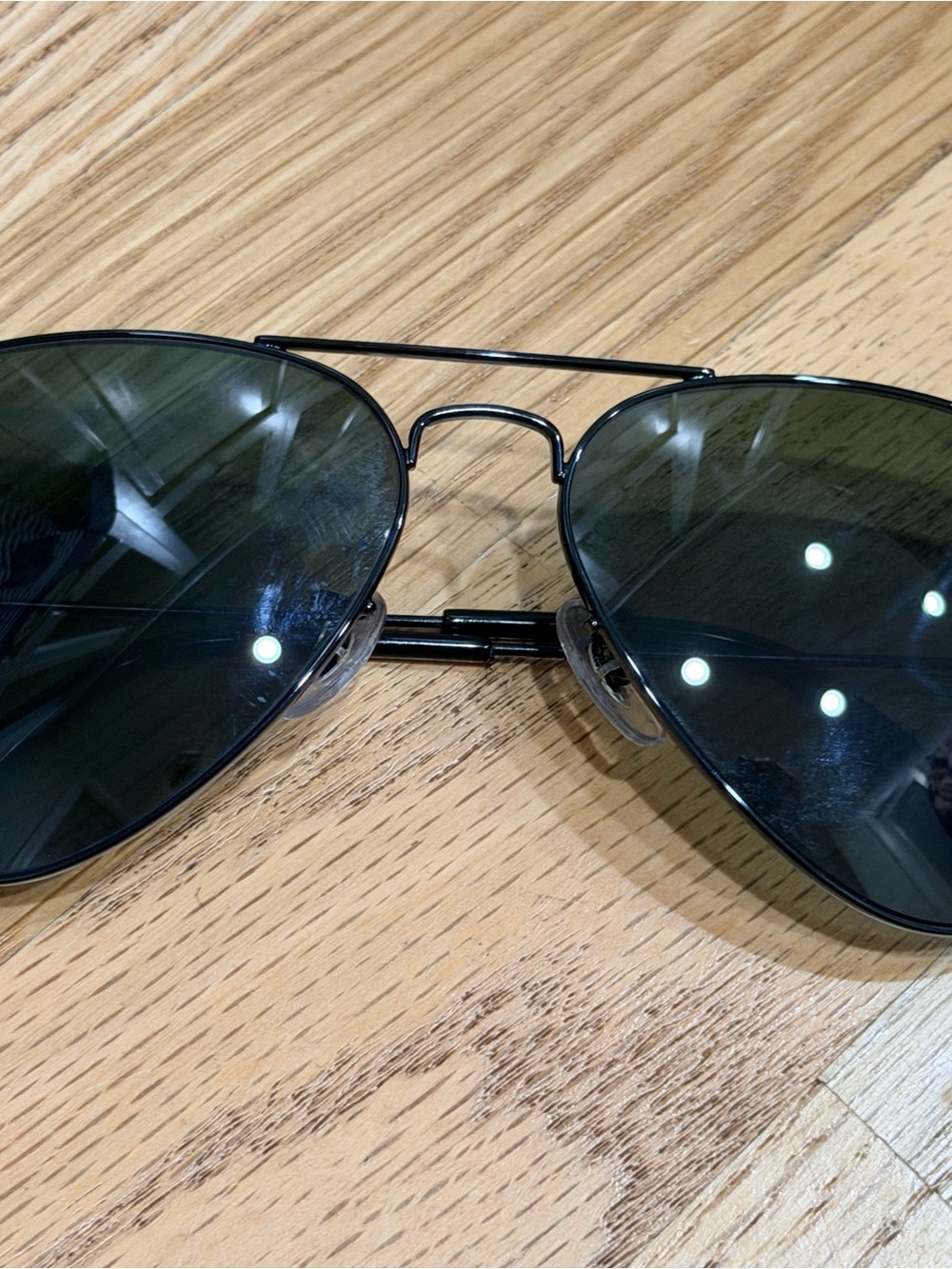 Ray-Ban Aviator Sunglasses Black Frame Green Lenses